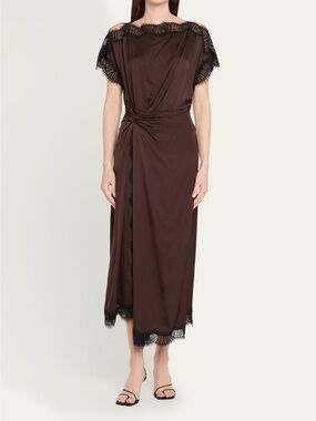 ALC Luna Satin and Lace Midi Dress